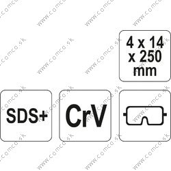 YATO Sekáč SDS+ špičatý 4 x 14 x 250 mm CrV - obr. 1