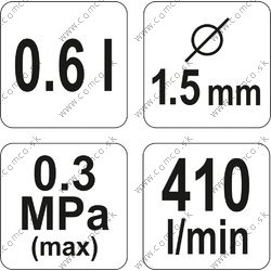 YATO Pištoľ na lakovanie s nádržou 0,6l 1.5mm - obr. 3