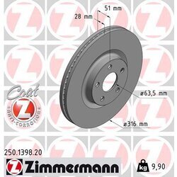 Brzdový kotúč ZIMMERMANN 250.1398.20