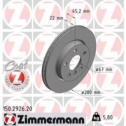 Brzdový kotúč ZIMMERMANN 150.2926.20