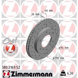 Brzdový kotúč ZIMMERMANN 380.2169.52