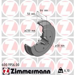 Brzdový bubon ZIMMERMANN 600.1956.00