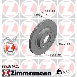 Brzdový kotúč ZIMMERMANN 285.3510.20