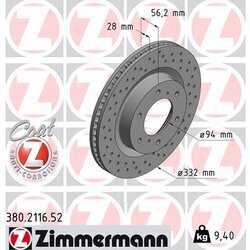 Brzdový kotúč ZIMMERMANN 380.2116.52