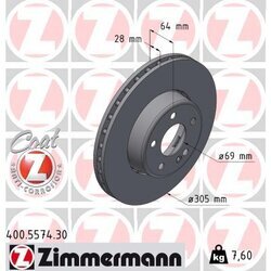 Brzdový kotúč ZIMMERMANN 400.5574.30