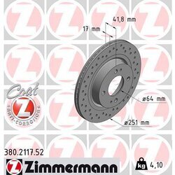 Brzdový kotúč ZIMMERMANN 380.2117.52