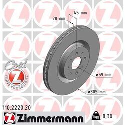 Brzdový kotúč ZIMMERMANN 110.2220.20