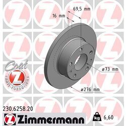 Brzdový kotúč ZIMMERMANN 230.6258.20