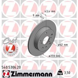 Brzdový kotúč ZIMMERMANN 540.5306.20