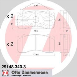 Sada brzdových platničiek kotúčovej brzdy ZIMMERMANN 29148.340.3